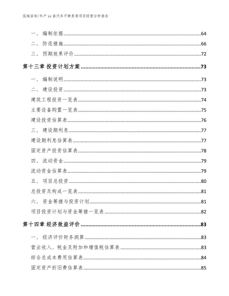 年产xx套汽车平衡悬架项目经营分析报告【参考模板】_第5页