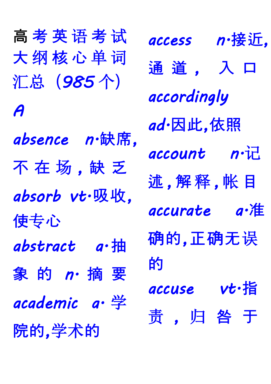 高考核心词汇985个_第1页
