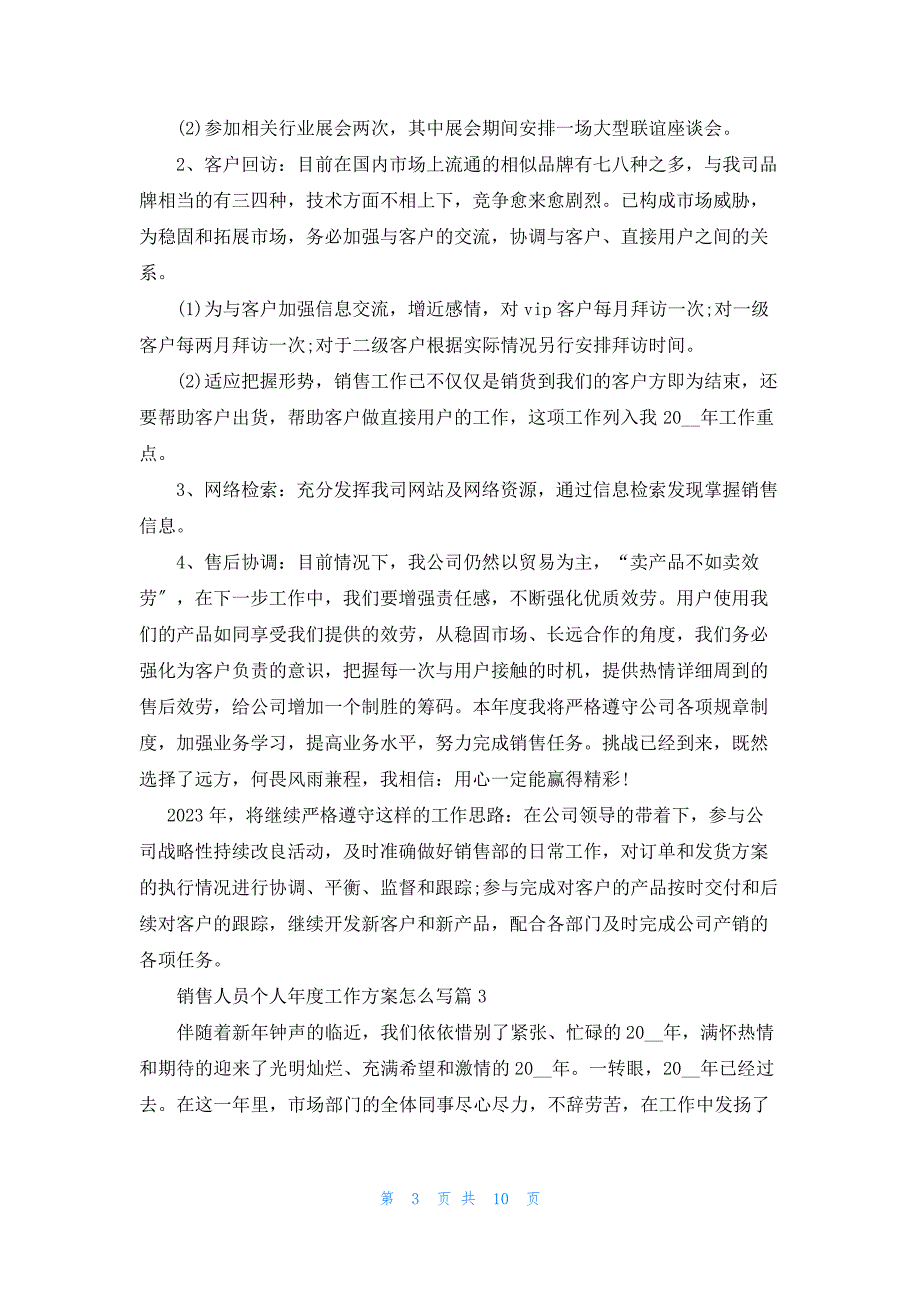 销售人员个人年度工作计划怎么写5篇_第3页