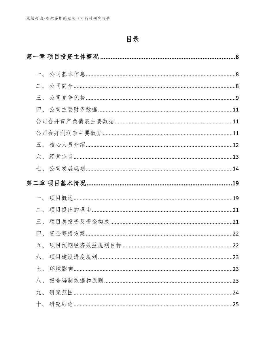 鄂尔多斯轮胎项目可行性研究报告_范文_第1页