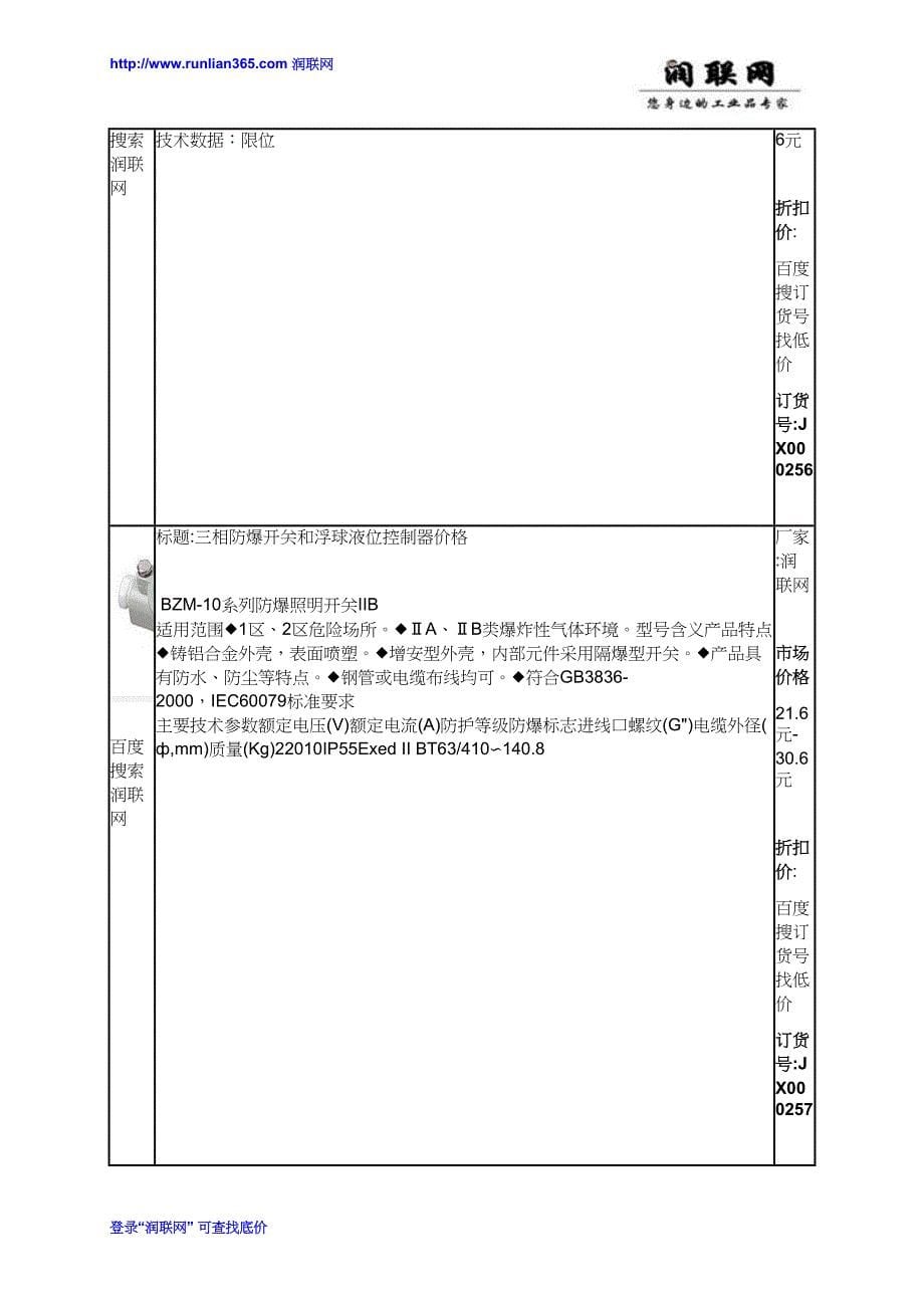 水银温度计开关和液位浮球控制器价格_第5页