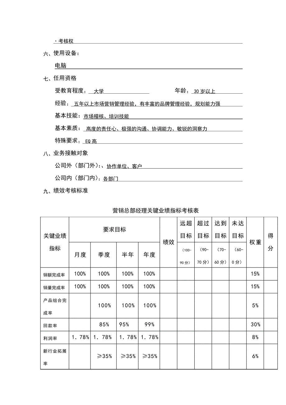 营销总部经理工作说明书3099_第3页