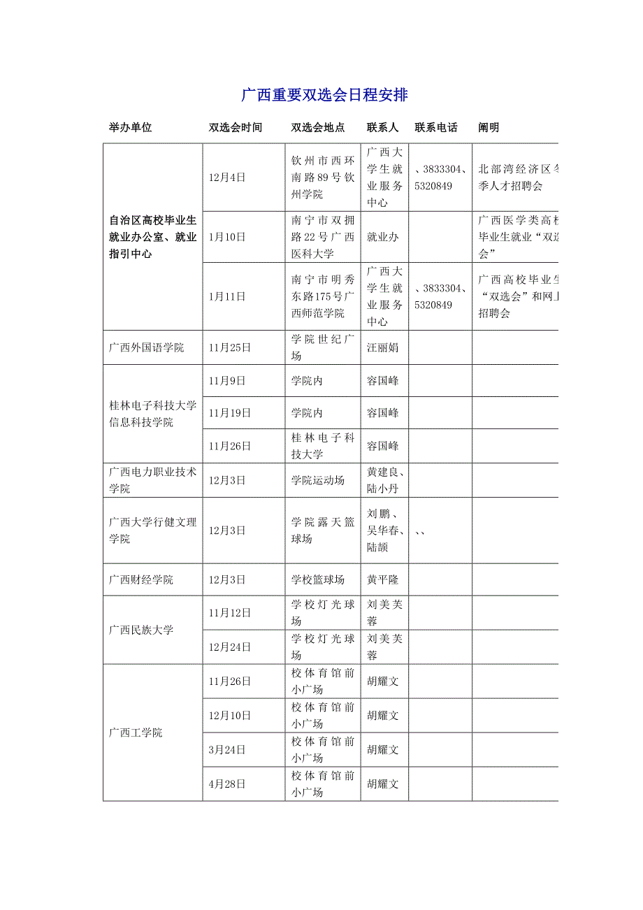 广西主要双选会日程安排_第1页