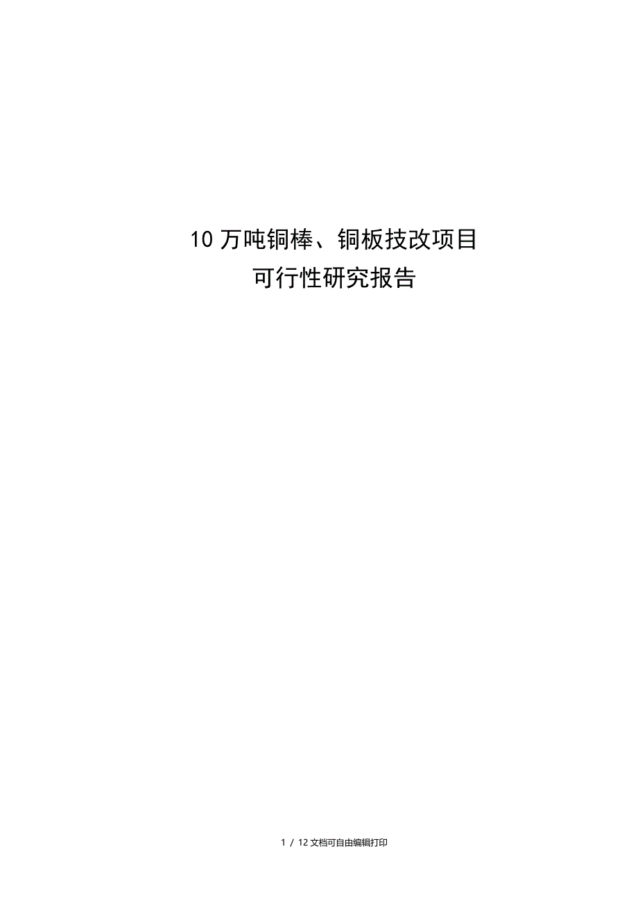 年产10万吨铜棒铜板生产线项目可研报告_第1页