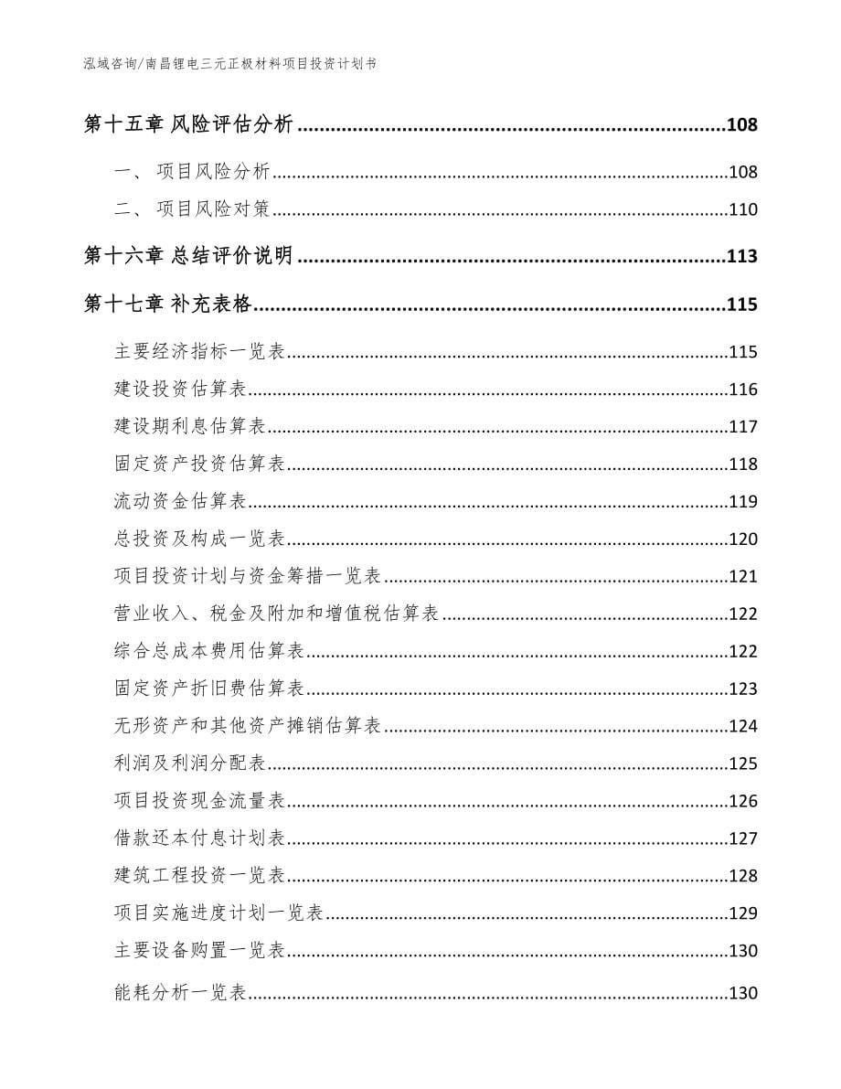 南昌锂电三元正极材料项目投资计划书_范文_第5页