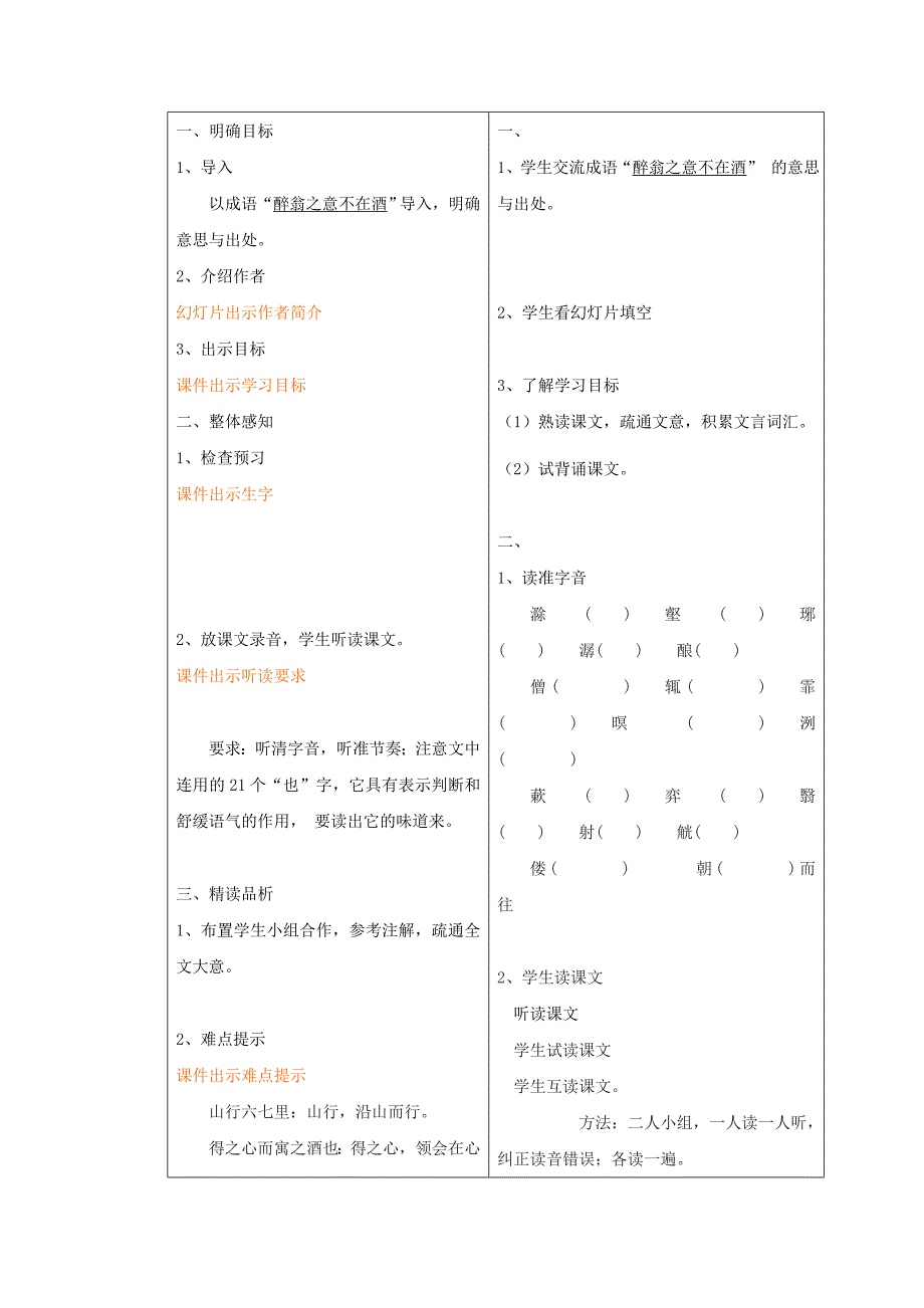 山东省临沂市蒙阴县第四中学八年级语文人教版下册教案：28醉翁亭记第一课时_第2页