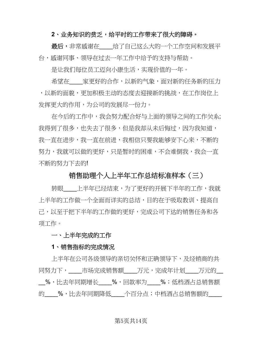 销售助理个人上半年工作总结标准样本（5篇）.doc_第5页