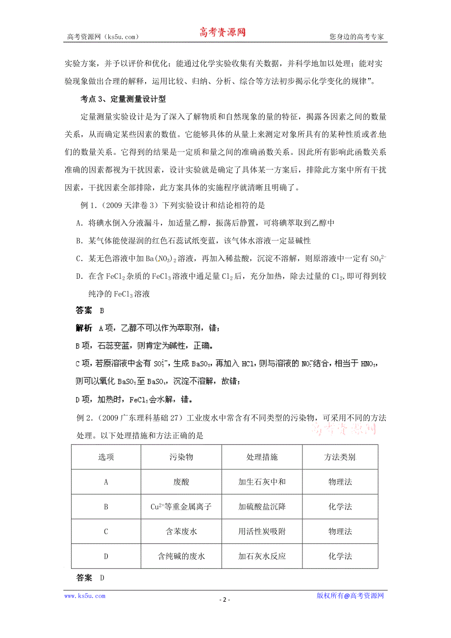 高考考前20天备战化学冲刺系列专题11化学实验方案设计与评价_第2页