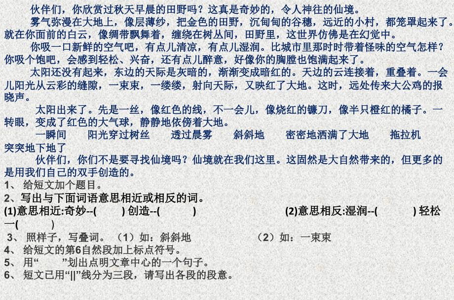 小学四年级语文阅读训练1_第3页