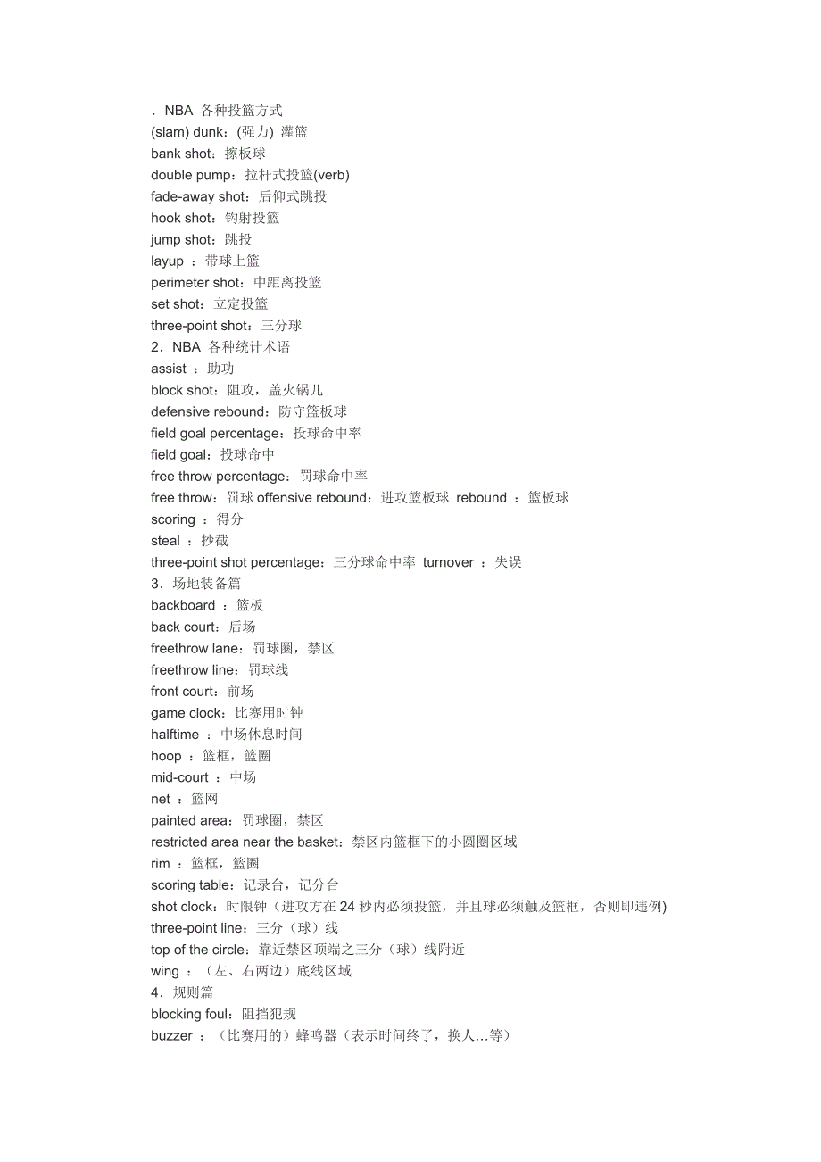 NBA-篮球规则英文术语_第1页