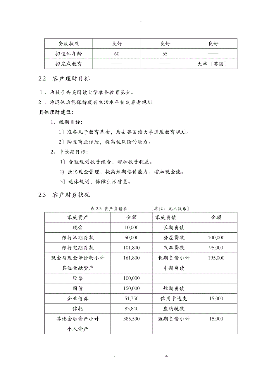 个人理财家庭理财规划设计方案_第2页