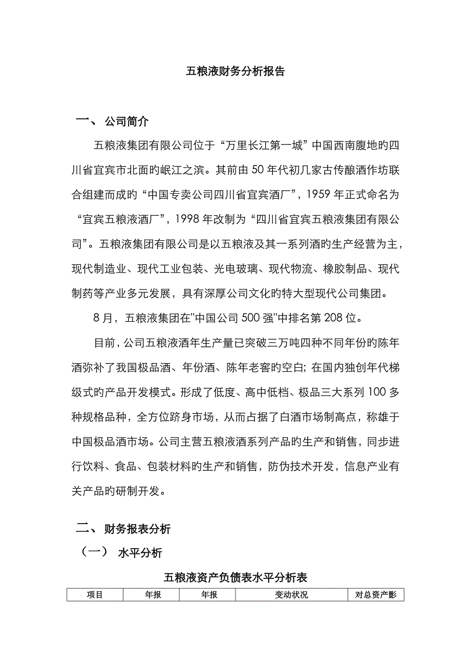 五粮液财务分析报告_第1页