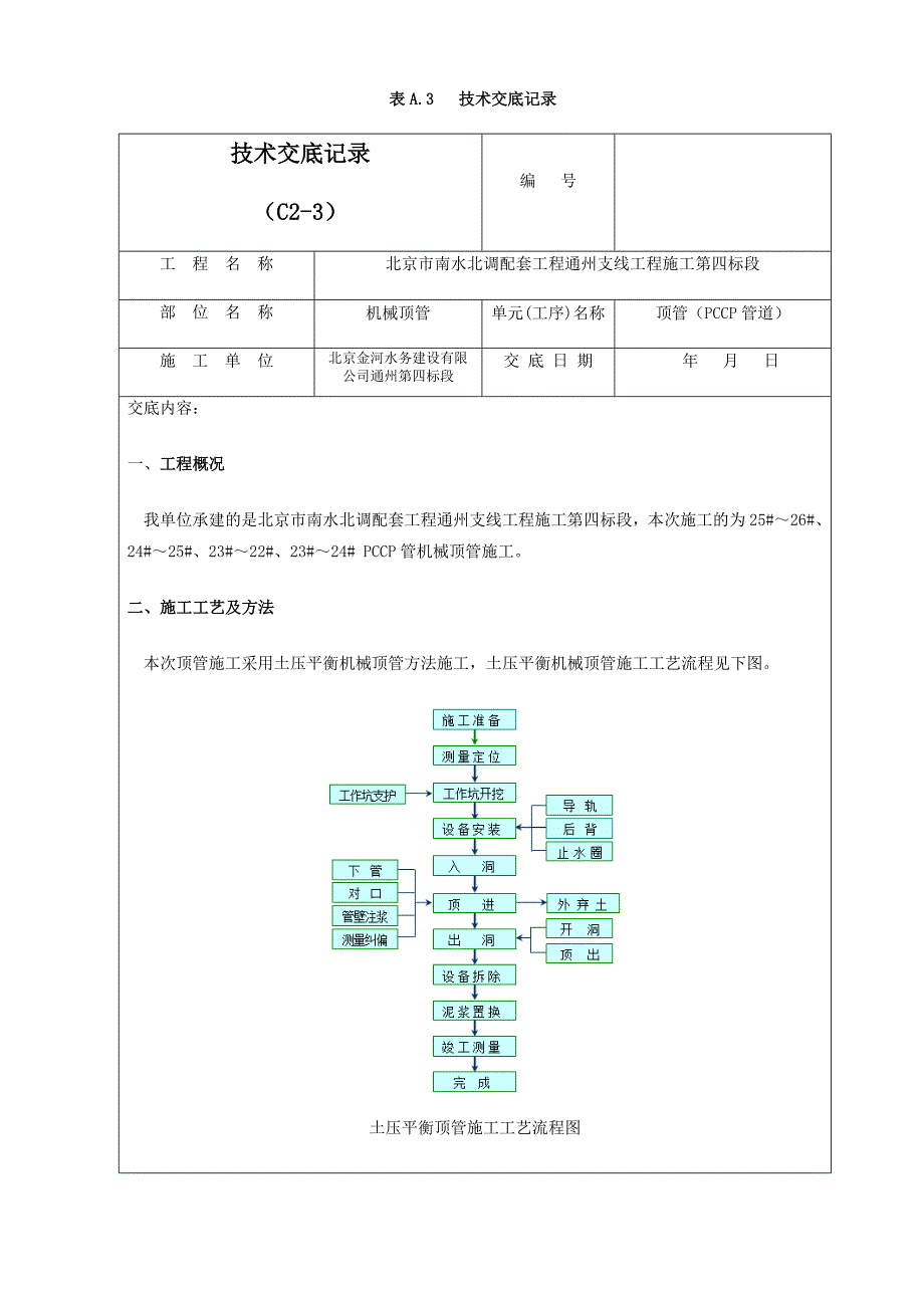 PCCP管顶管施工技术交底记录03_第1页