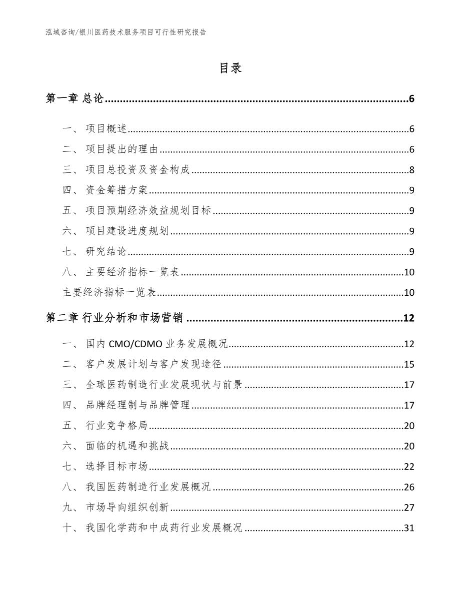 银川医药技术服务项目可行性研究报告【参考模板】_第1页