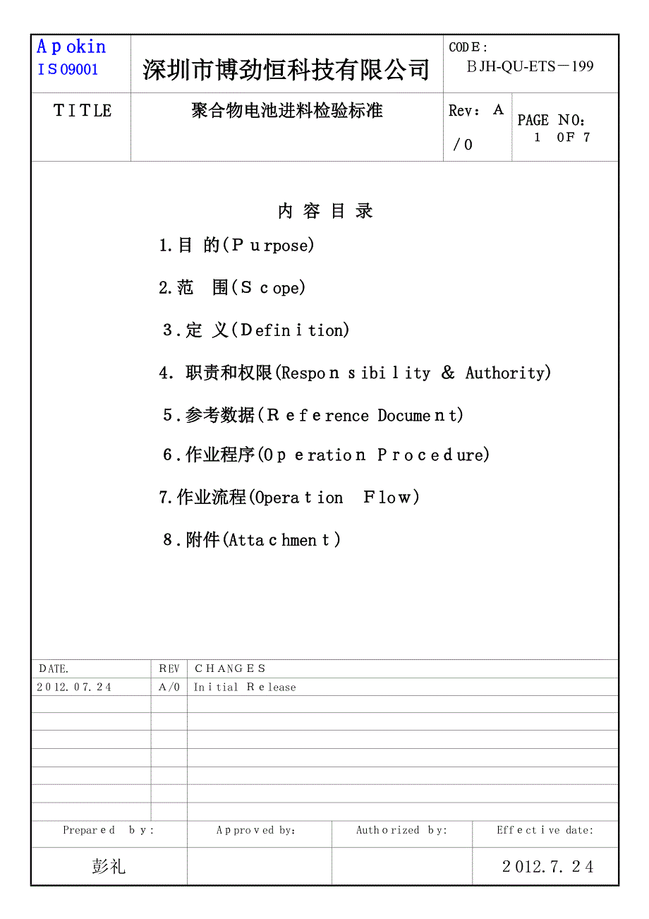 聚合物电池进料检验标准_第1页