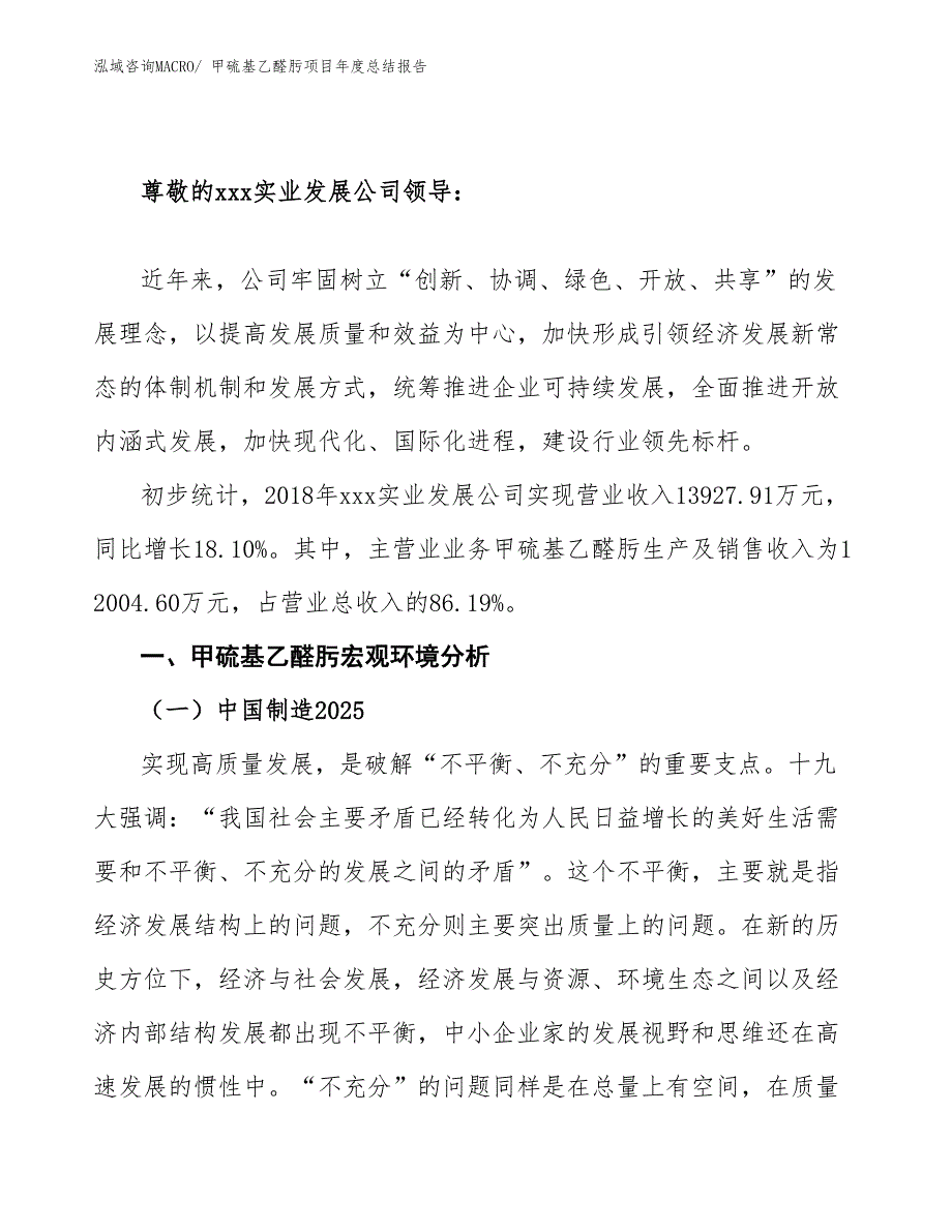 xx公司甲硫基乙醛肟项目年度总结报告.docx_第2页