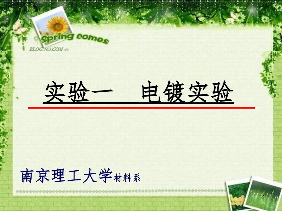实验一电镀实验PPT演示课件_第1页