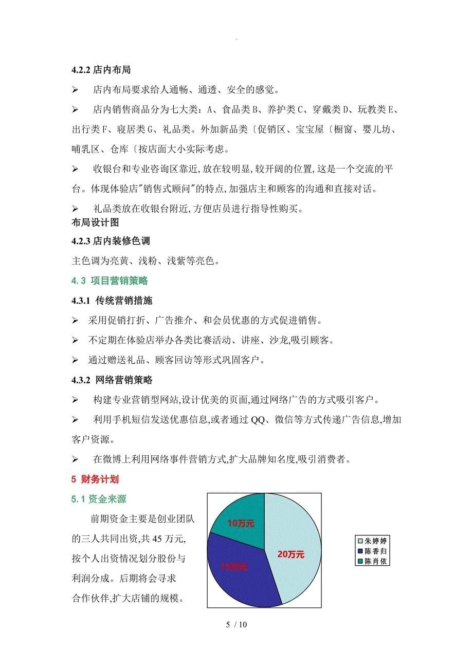 妈妈爱母婴用品店创业实施计划书模板_第5页