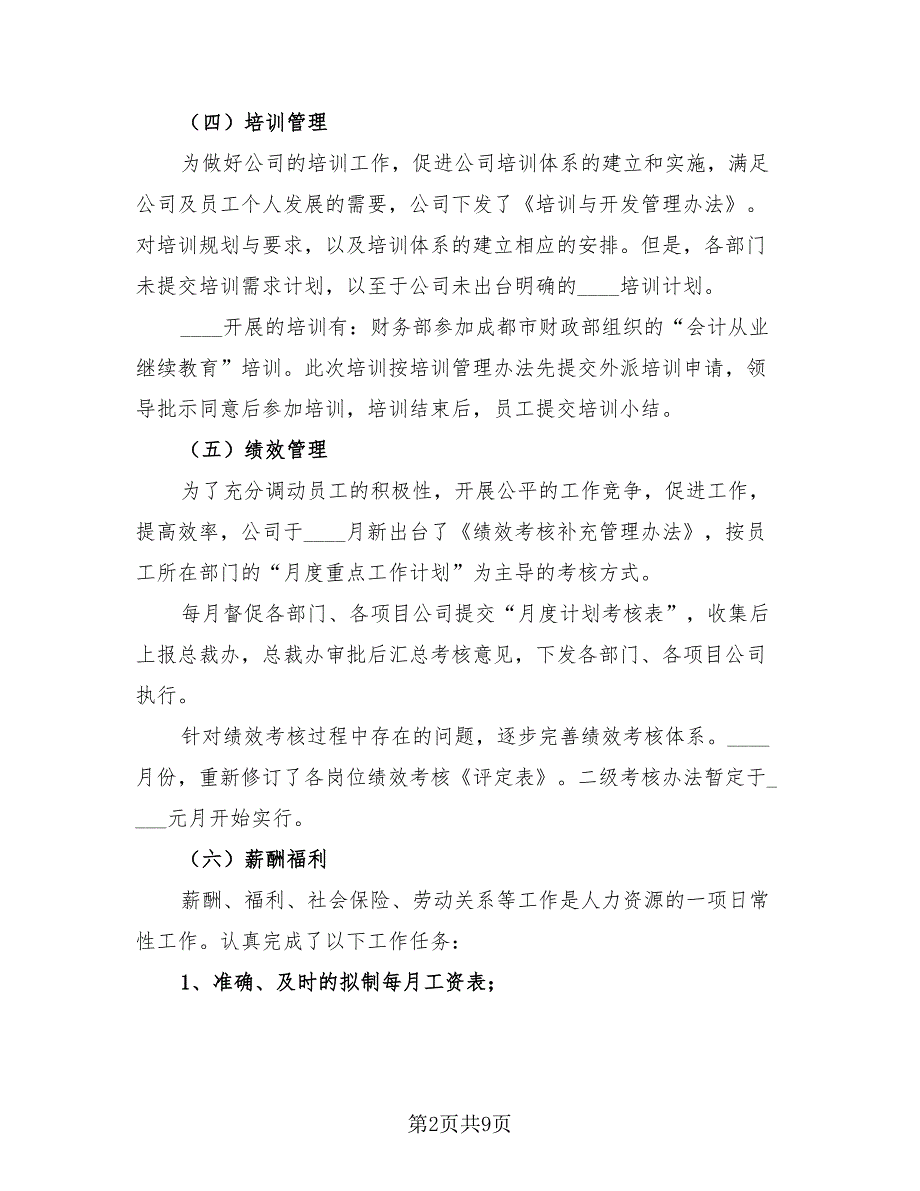 2023年人力资源年终个人工作总结模板（3篇）.doc_第2页