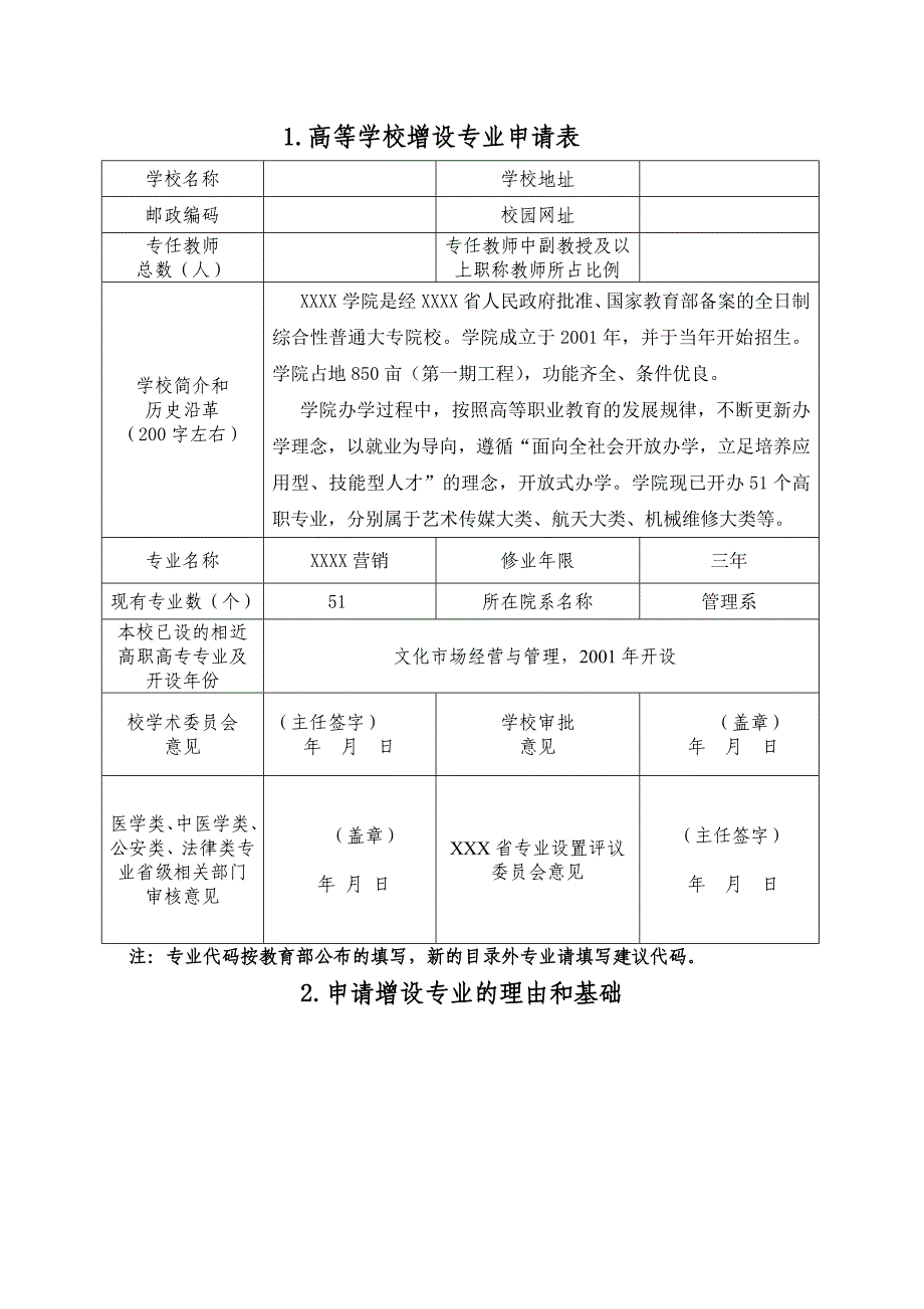 高校申报新专业所需材料汇总_第4页