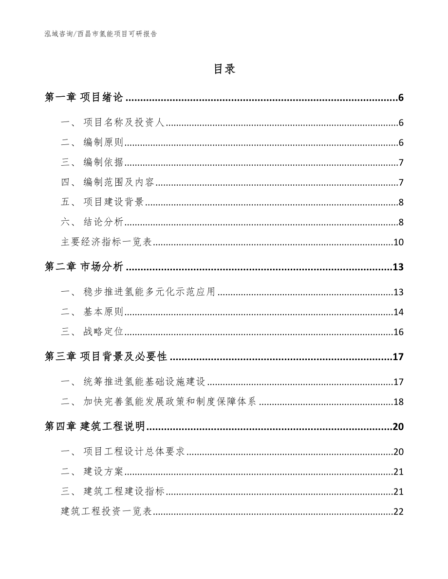 西昌市氢能项目可研报告【模板范文】_第1页