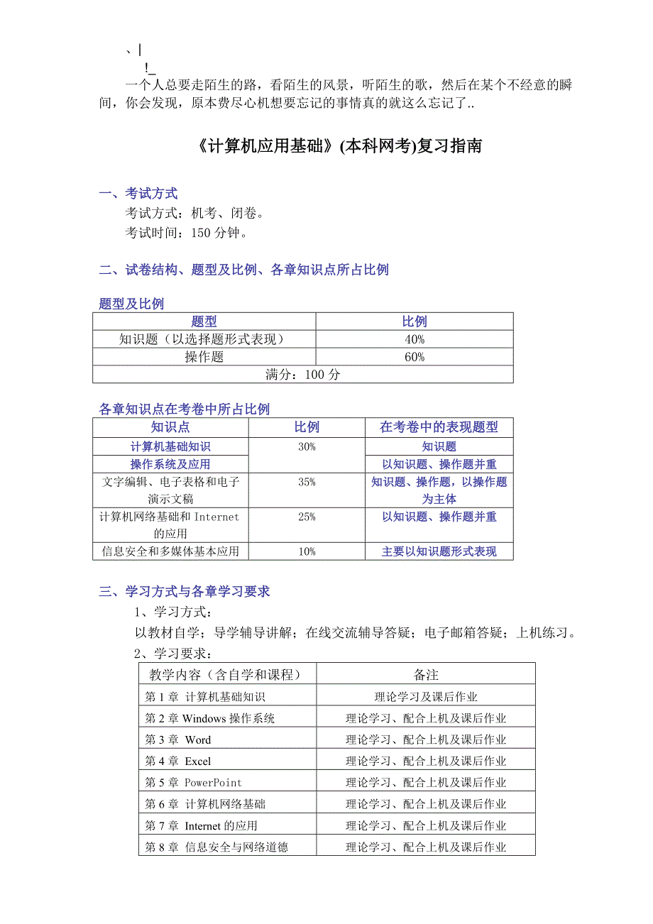 cqqjym计算机应用基础本科网考复习指南_第1页