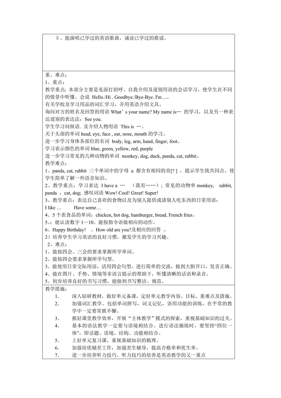 2015学年第一学期三1、三3、三4英语学科教学计划[1].doc_第2页