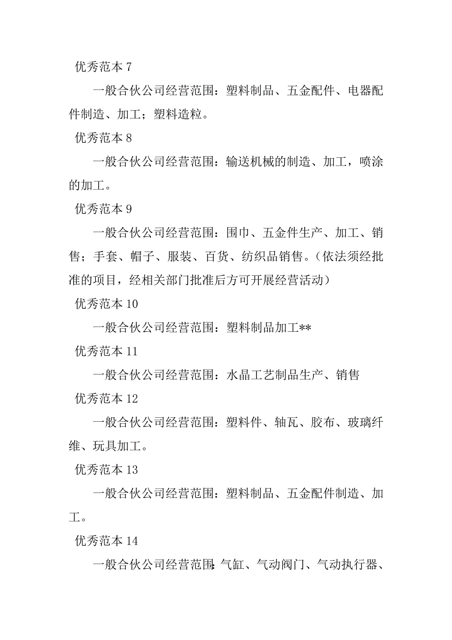 2023年普通合伙经营范围(50个范本)_第2页