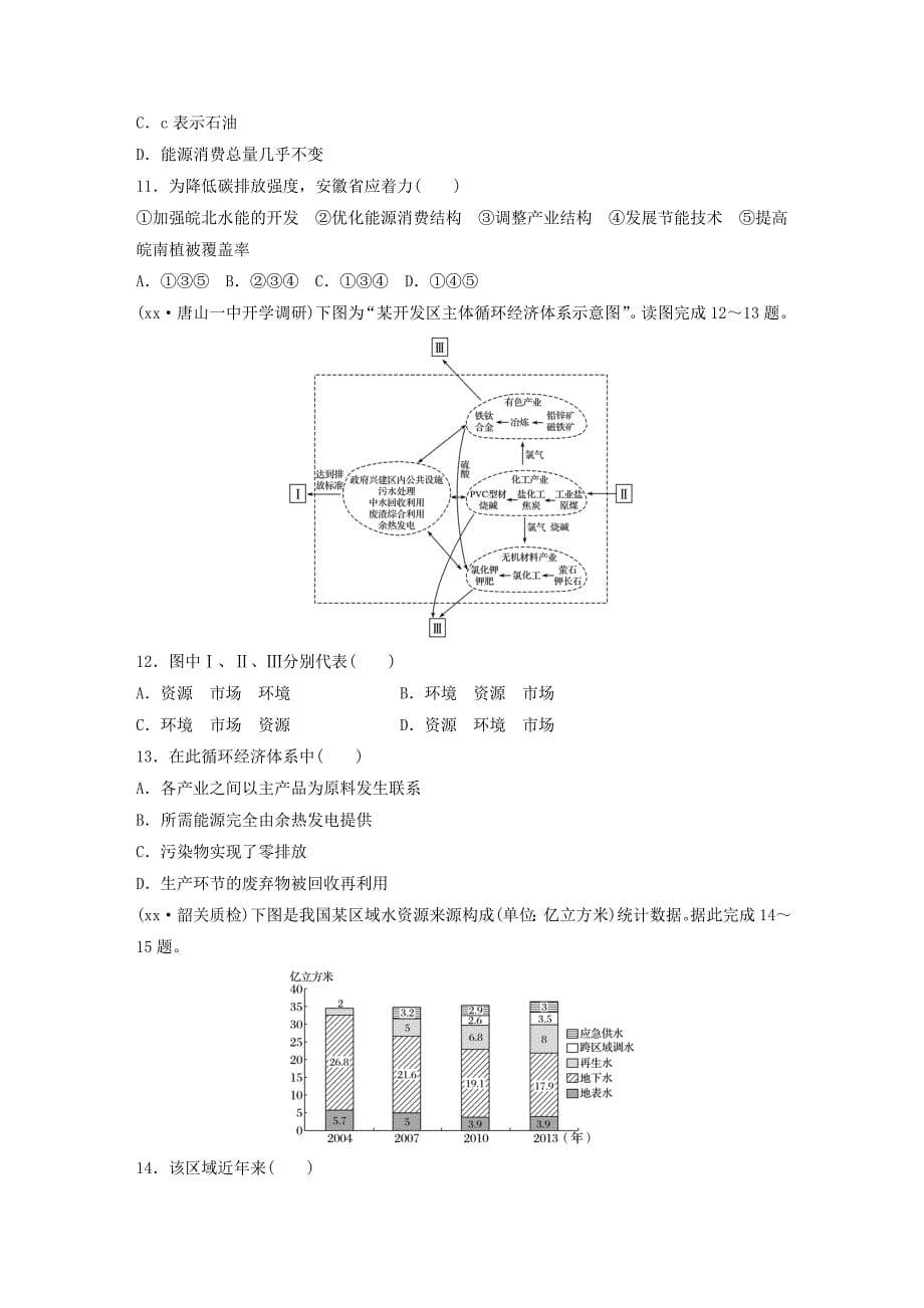 2022年高考地理一轮复习限时单元检测卷12人类与地理环境的协调发展新人教版_第5页