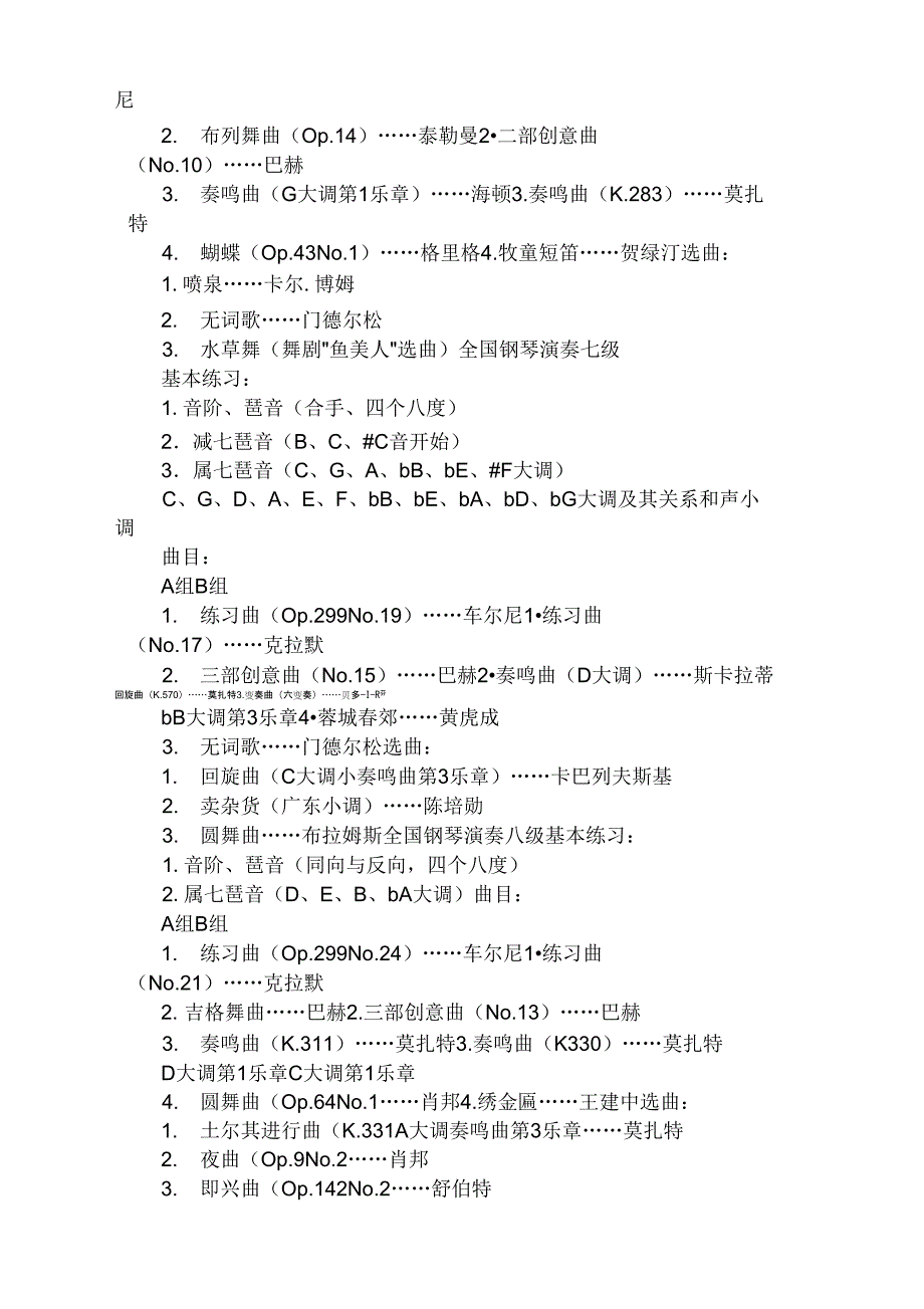 2021年钢琴考级1~8级曲目_第3页