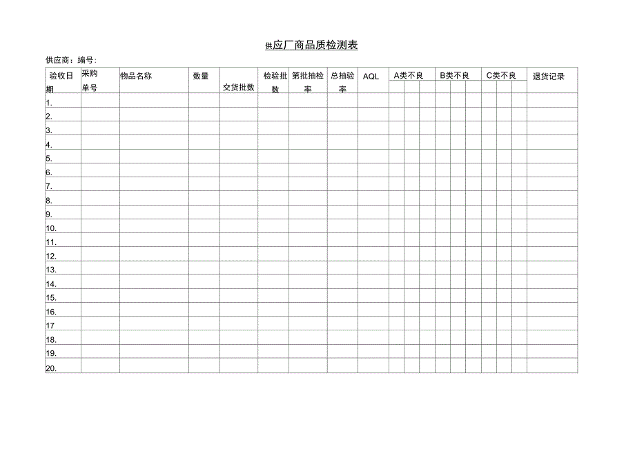 供应厂商物料品质检测表(3页)_第1页