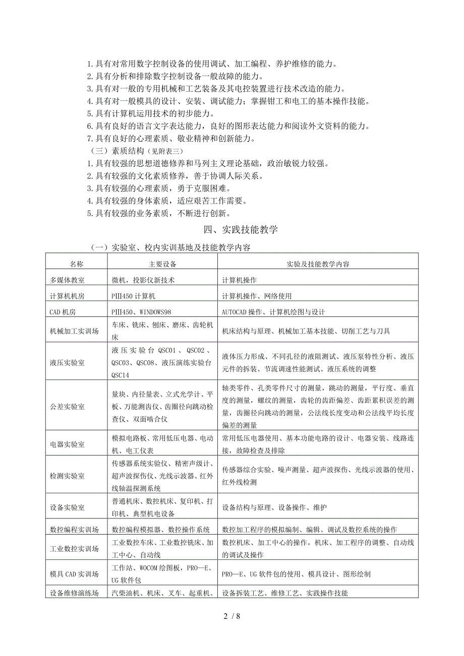 机电一体化专业教学计划_第2页