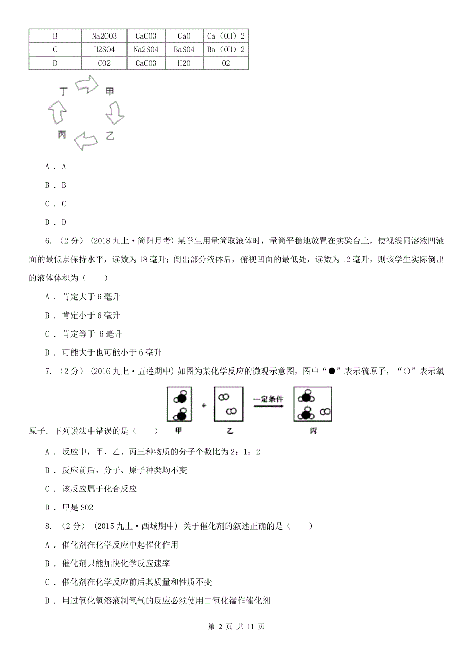 赤峰市红山区九年级上学期化学期中考试试卷_第2页