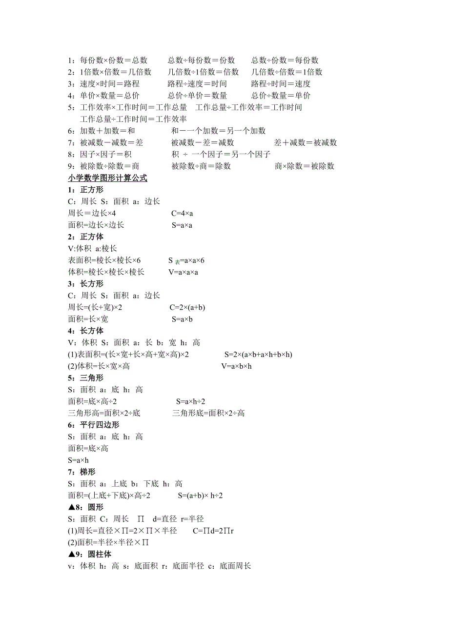 小学四年级数学公式大全_第1页