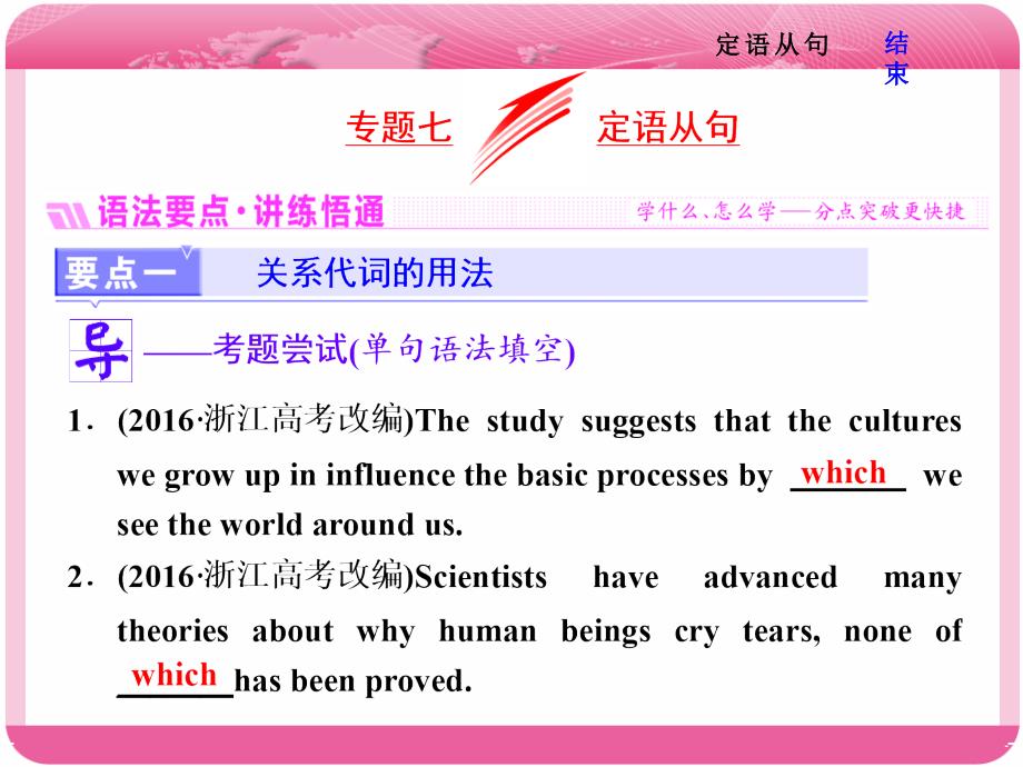 人教版高三英语一轮语法复习：专题七定语从句【课时讲课】_第1页