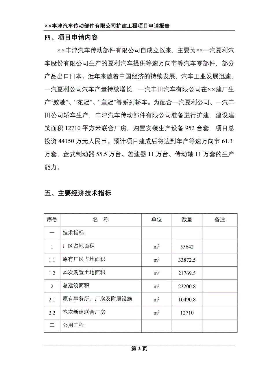 某省市开发区汽车传动部件有限公司扩建工程项目申请报告.doc_第4页