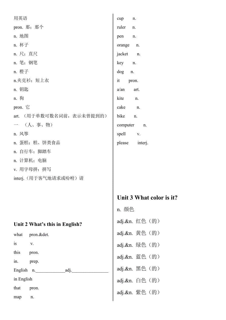 鲁教版六年级上册英语单词表-中英分开_第2页