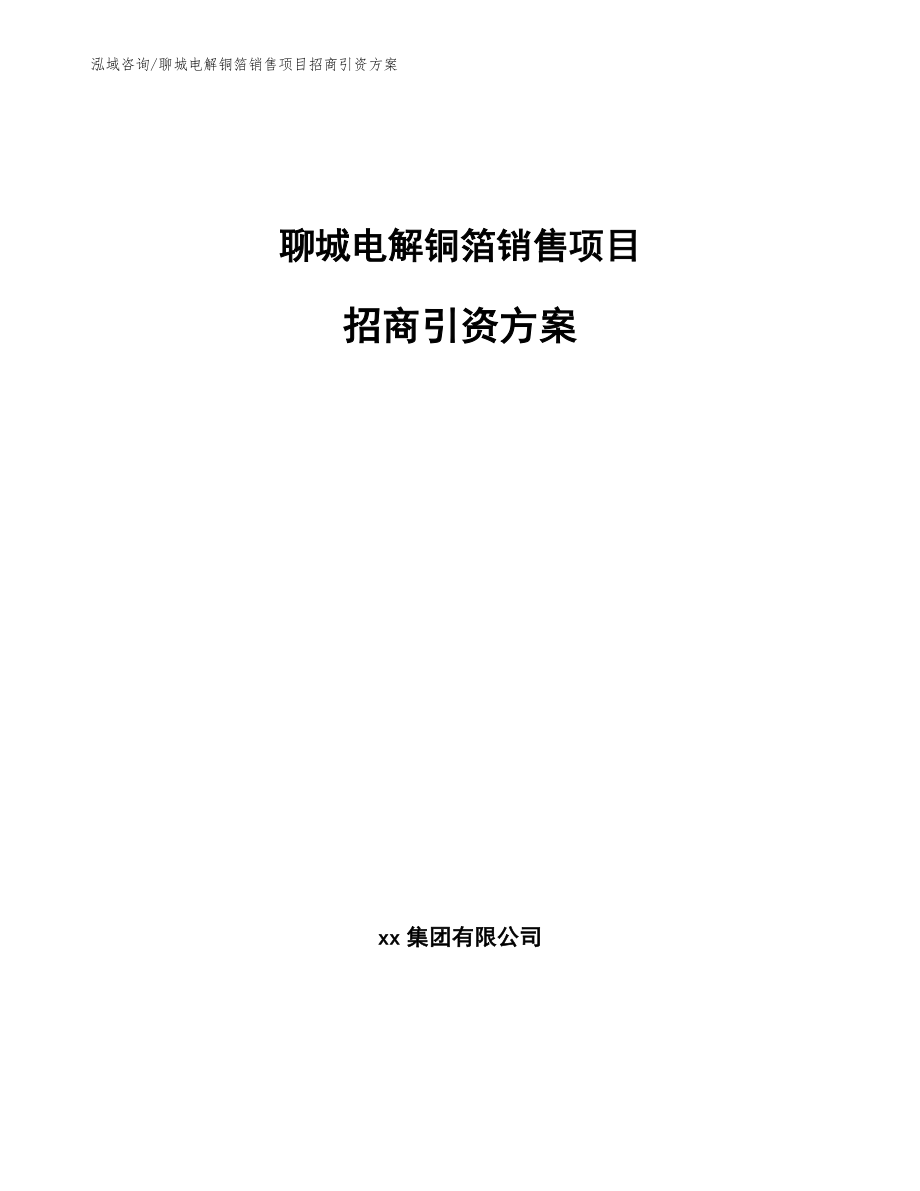 聊城电解铜箔销售项目招商引资方案范文参考_第1页