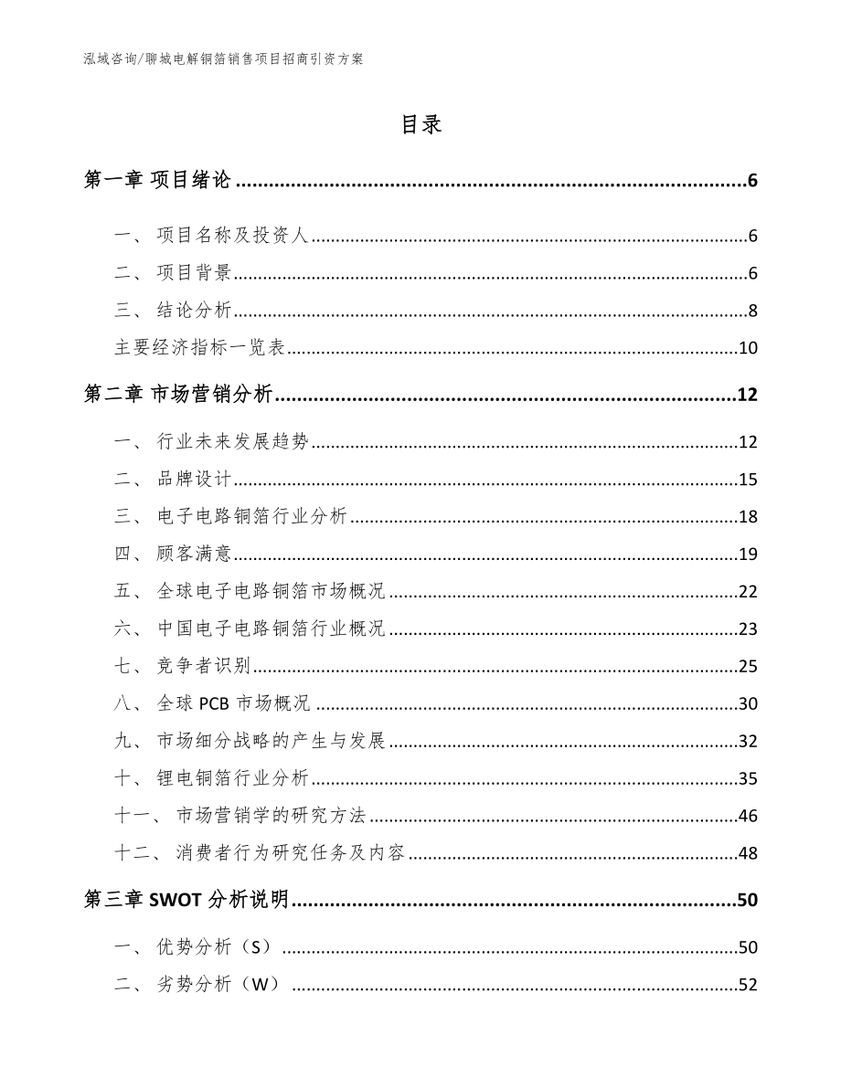 聊城电解铜箔销售项目招商引资方案范文参考_第2页