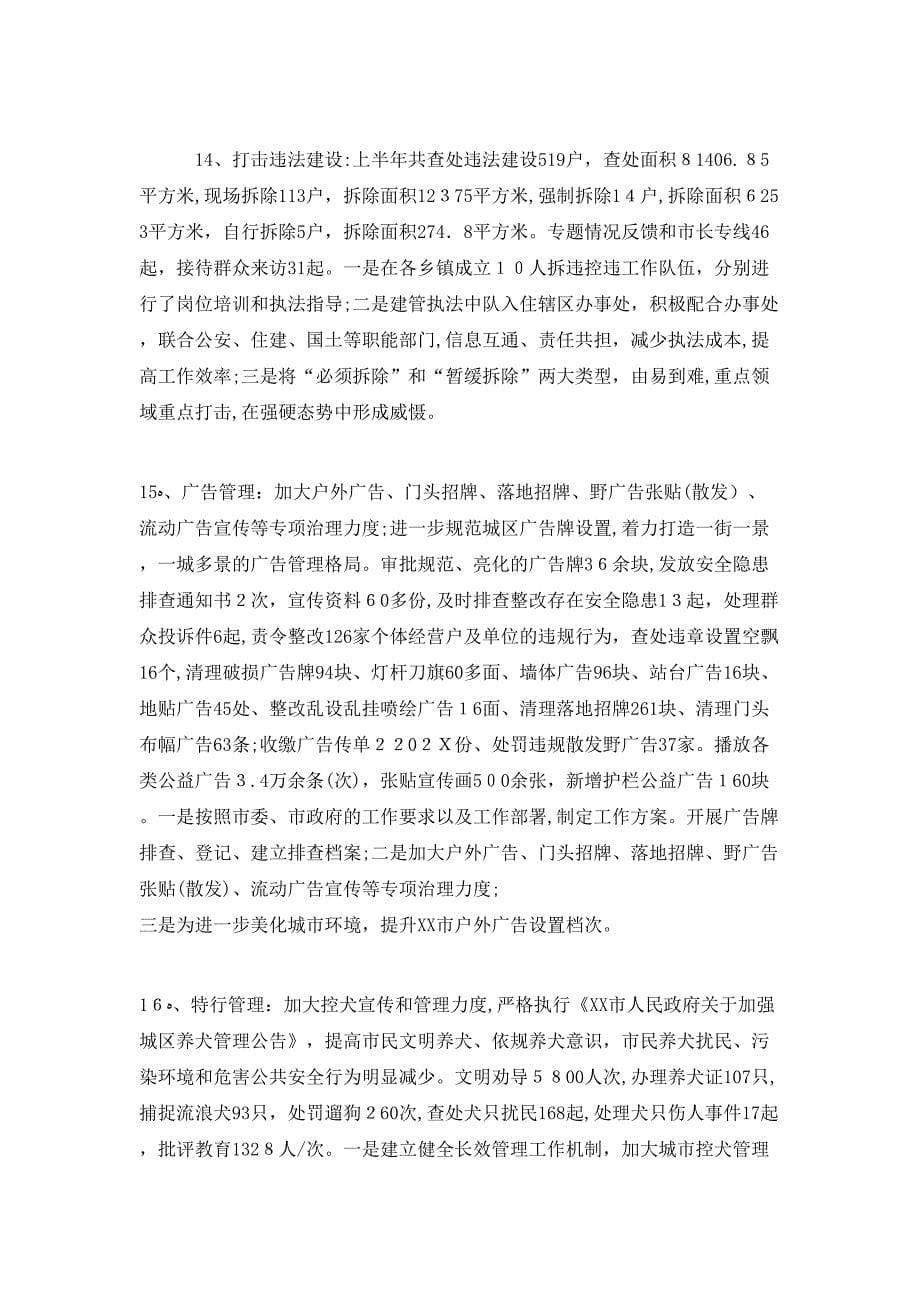 综合行政执法局半年工作总结_第5页