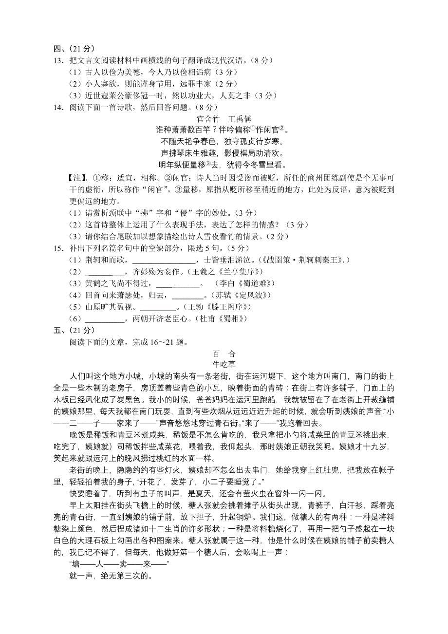 天津市十二区县重点学校2013届高三毕业班联考-语文_第5页