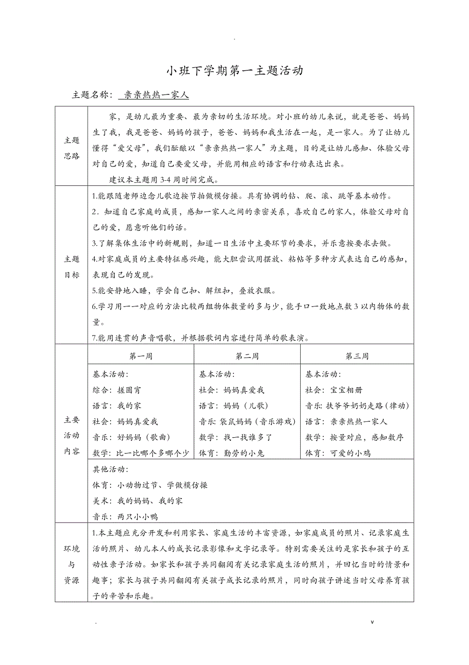 小班下学期主题计划_第1页