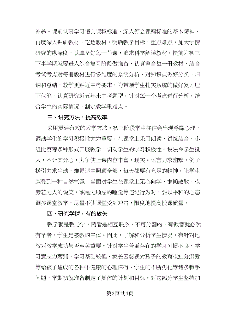 初中语文教师个人总结以及2023计划标准模板（二篇）.doc_第3页