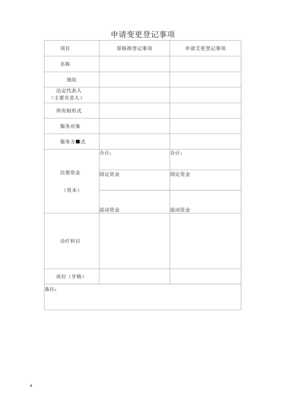 医疗机构变更登记申请书_第4页