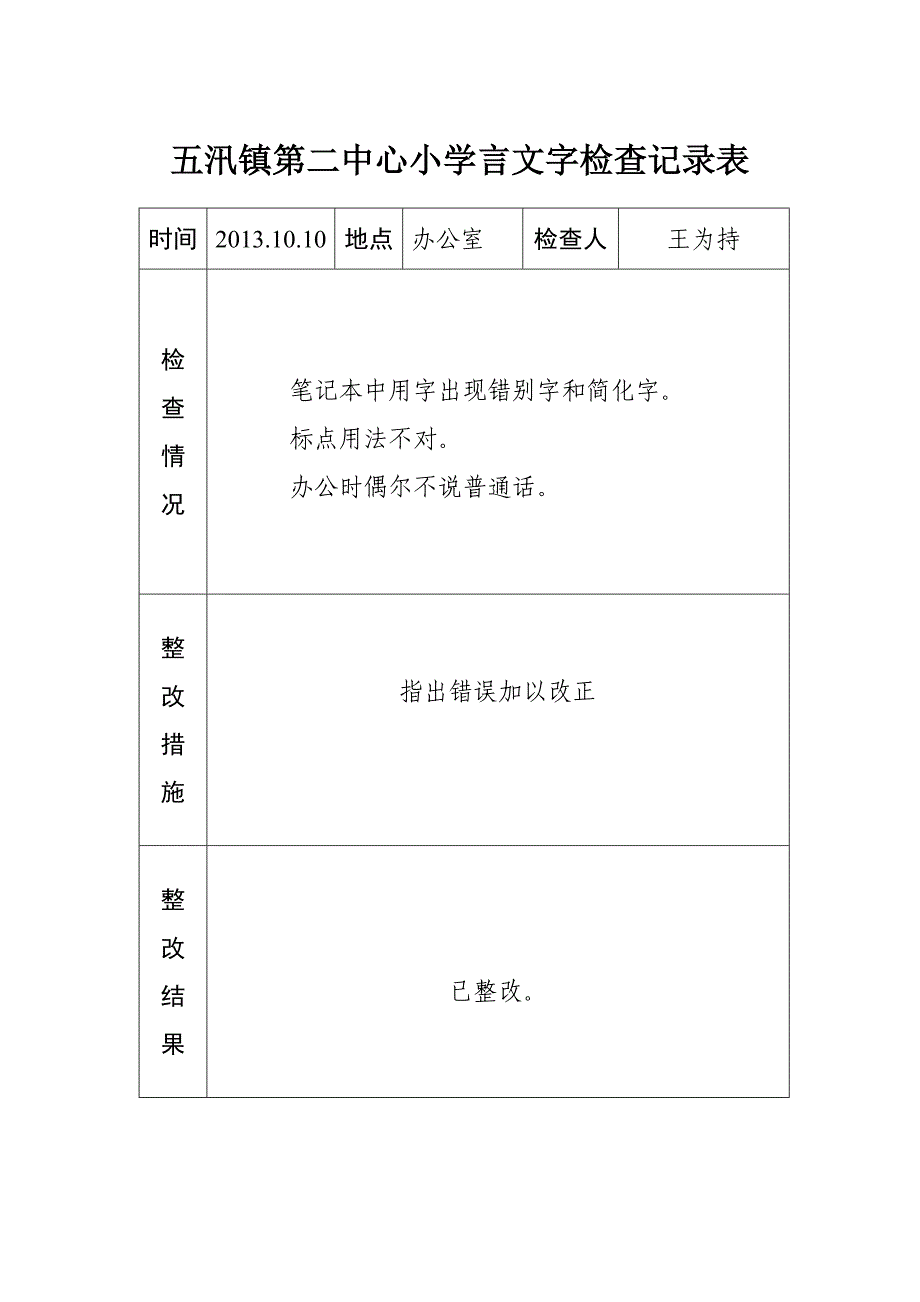 语言文字工作检查记录_第2页