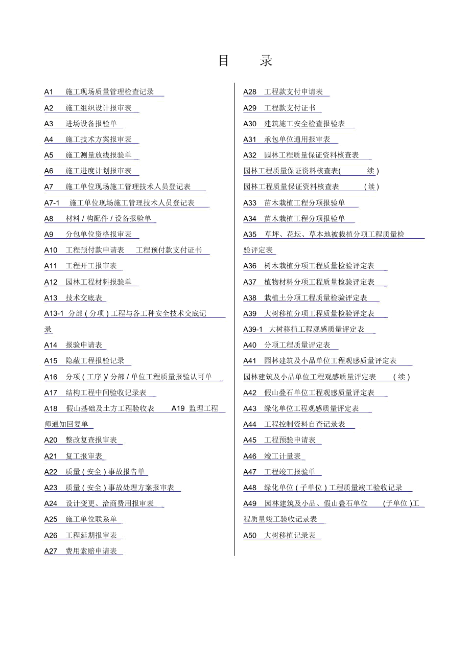 新版园林绿化工程施工全套表格_第1页