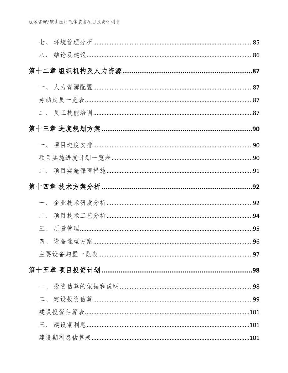 鞍山医用气体装备项目投资计划书范文模板_第5页