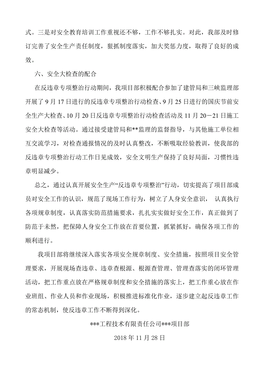 反违章专项整治行动、隐患排查总结报告_第3页