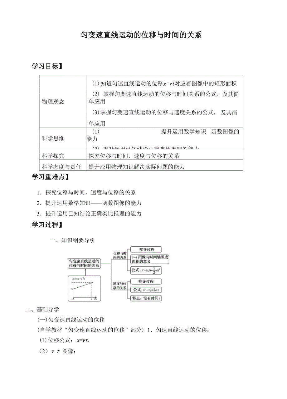 匀变速直线运动的位移与时间的关系_第1页