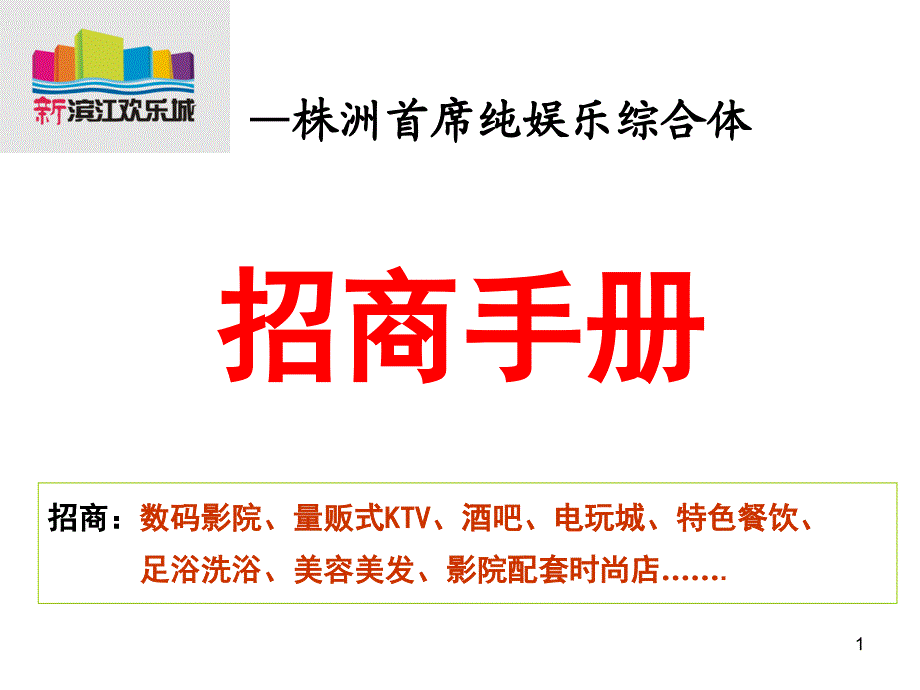 湖南株洲新滨江欢乐城娱乐综合体招商手册_第1页